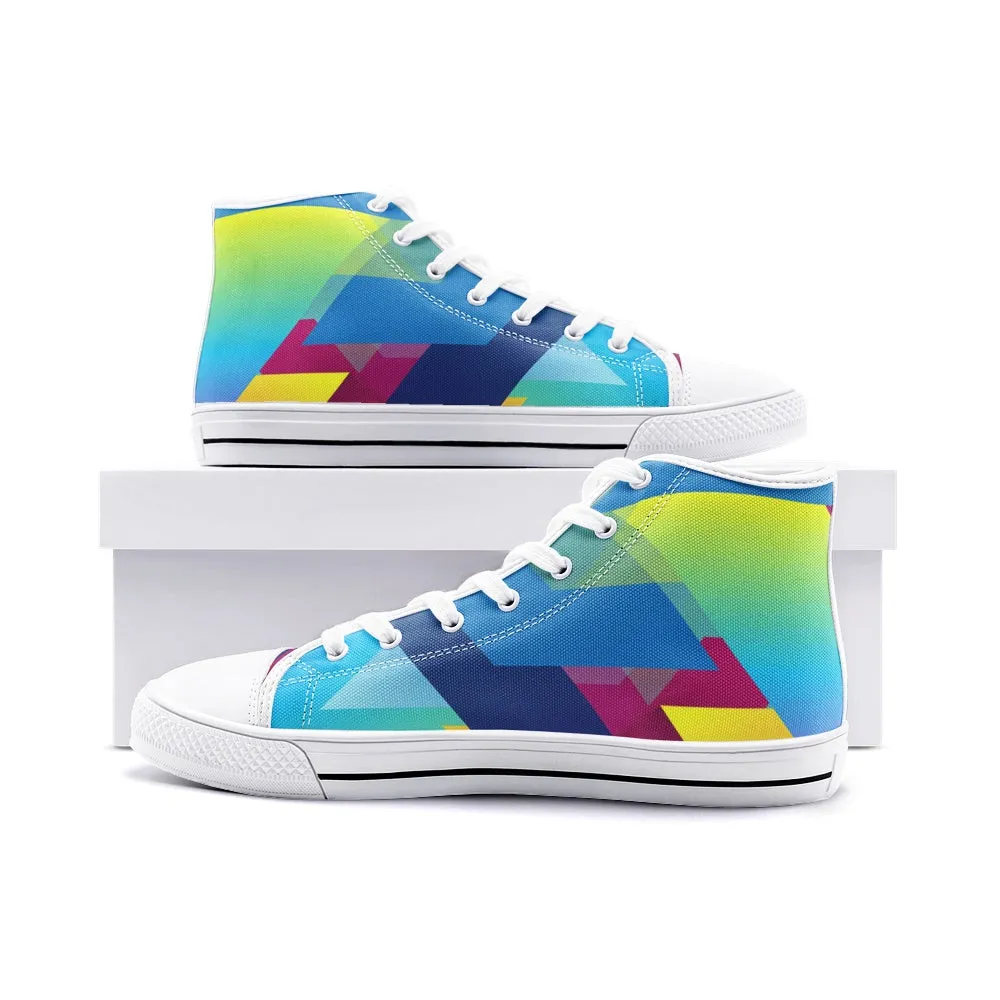 Abstract Colorful Triangles Unisex High Top Canvas Shoes