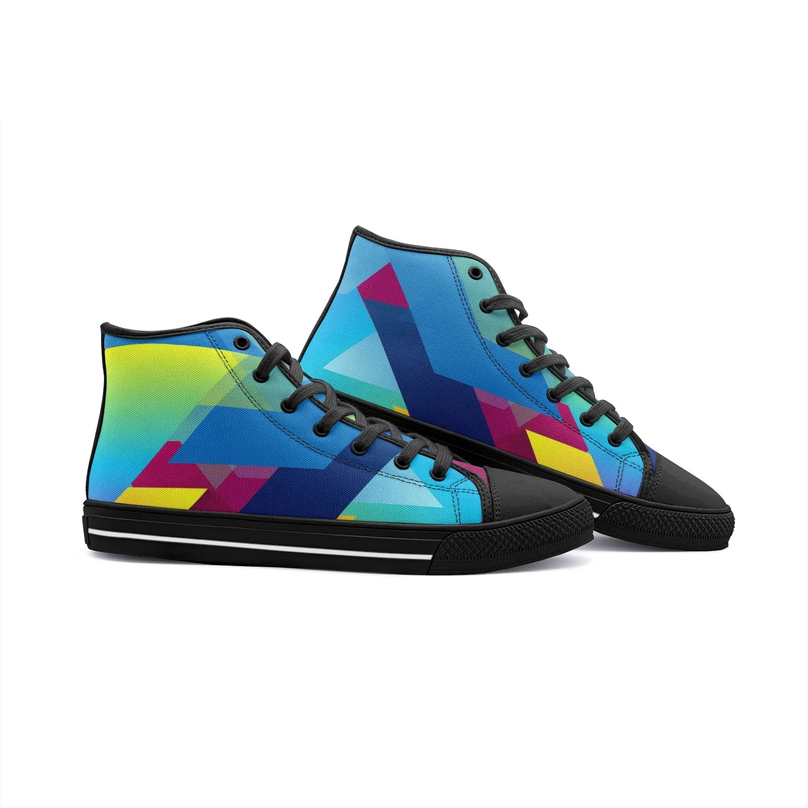 Abstract Colorful Triangles Unisex High Top Canvas Shoes