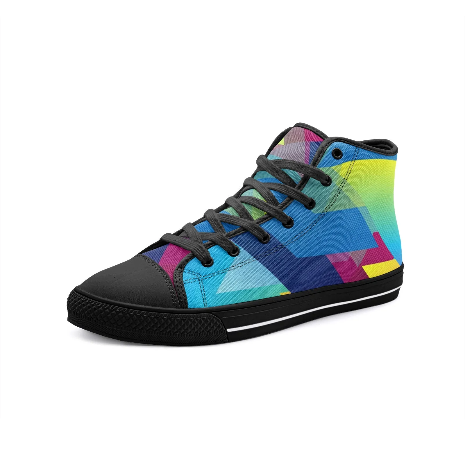 Abstract Colorful Triangles Unisex High Top Canvas Shoes