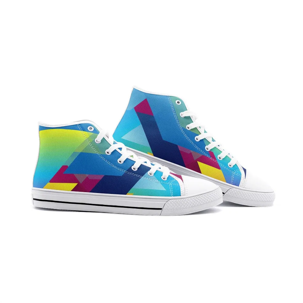 Abstract Colorful Triangles Unisex High Top Canvas Shoes