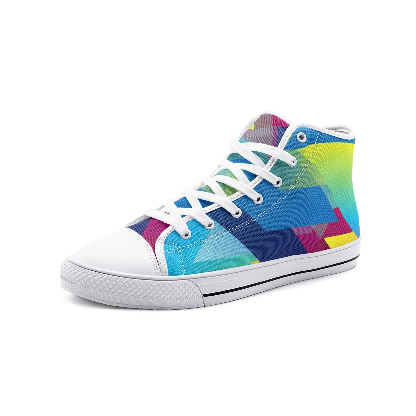 Abstract Colorful Triangles Unisex High Top Canvas Shoes