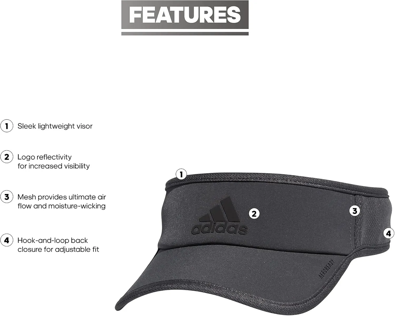 adidas Men's Superlite Adjustable Fit Sport Performance Visor