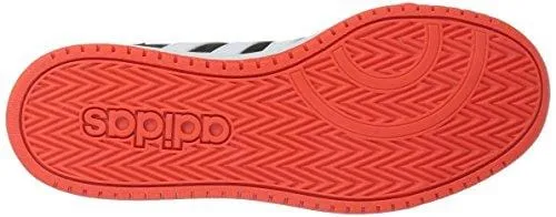 adidas Unisex Hoops 2.0 Basketball Shoe, black/white/red, 4 M US Big Kid