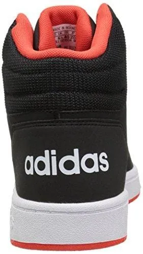 adidas Unisex Hoops 2.0 Basketball Shoe, black/white/red, 4 M US Big Kid
