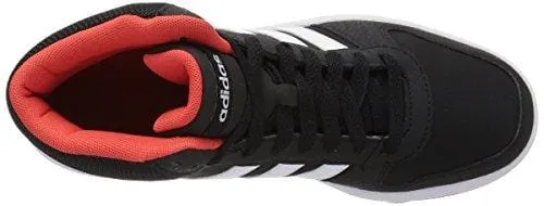 adidas Unisex Hoops 2.0 Basketball Shoe, black/white/red, 4 M US Big Kid