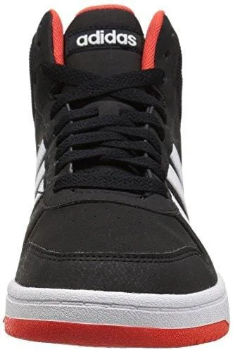 adidas Unisex Hoops 2.0 Basketball Shoe, black/white/red, 4 M US Big Kid