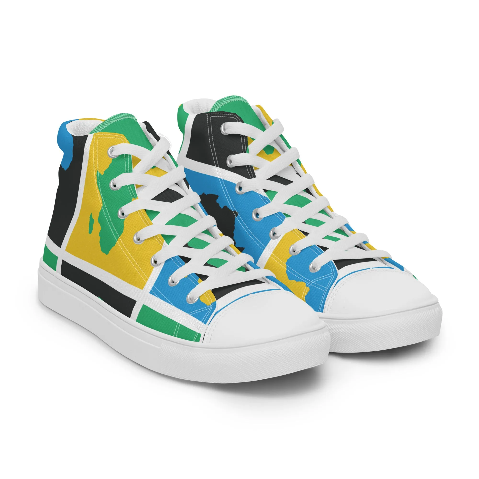 AFRICA WARHOL Women’s High Top Canvas Shoes (Yellow, Green, Turquoise)