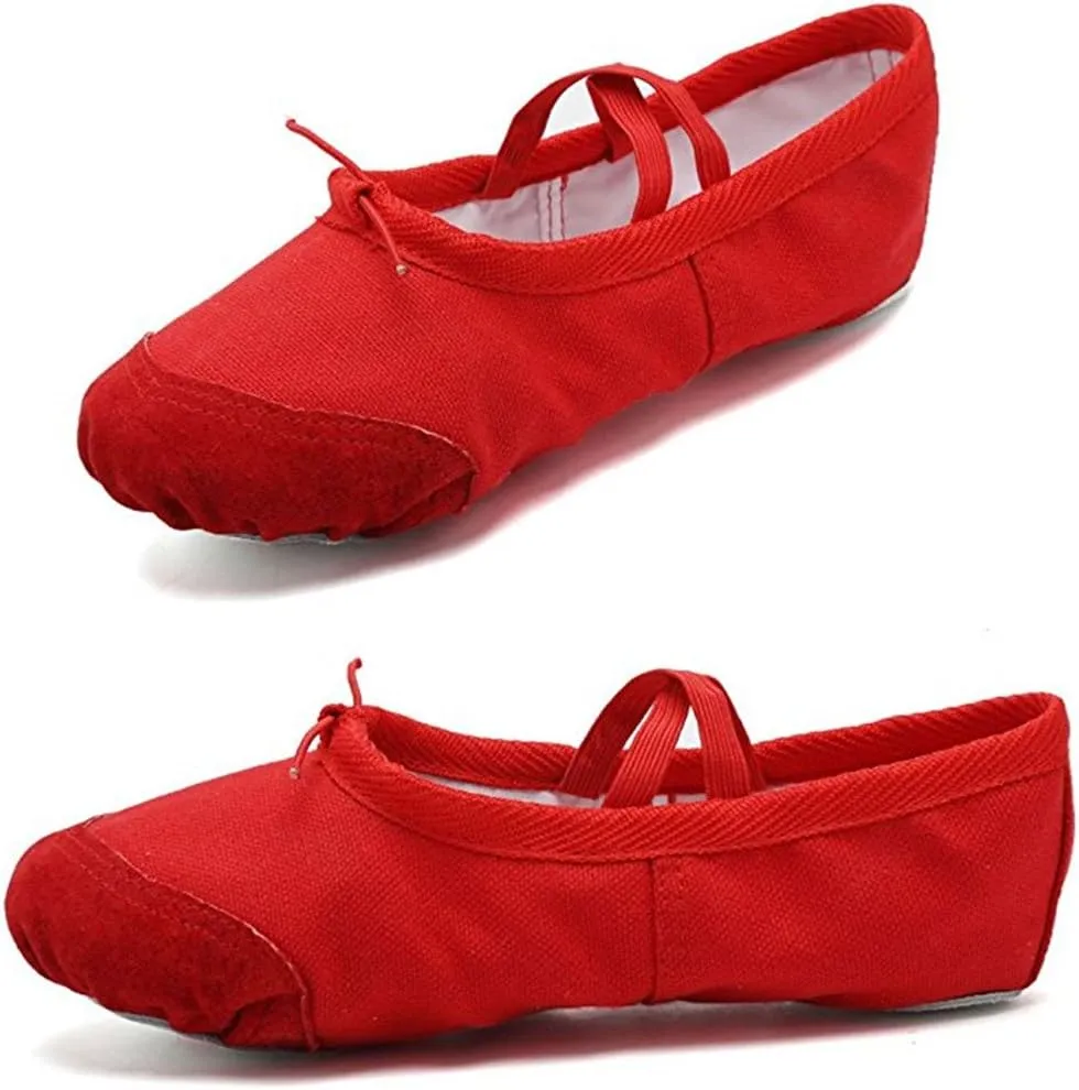 DoGeek Ballet Shoes for Girls Practise Ballet Slipper Dance Shoe Canvas Split Sole Ballet Shoes for Women Kids Toddlers