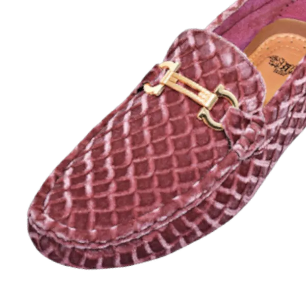 Dusty Rose pink Velvet Men's Loafer Printed Material Men's Driver