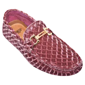 Dusty Rose pink Velvet Men's Loafer Printed Material Men's Driver