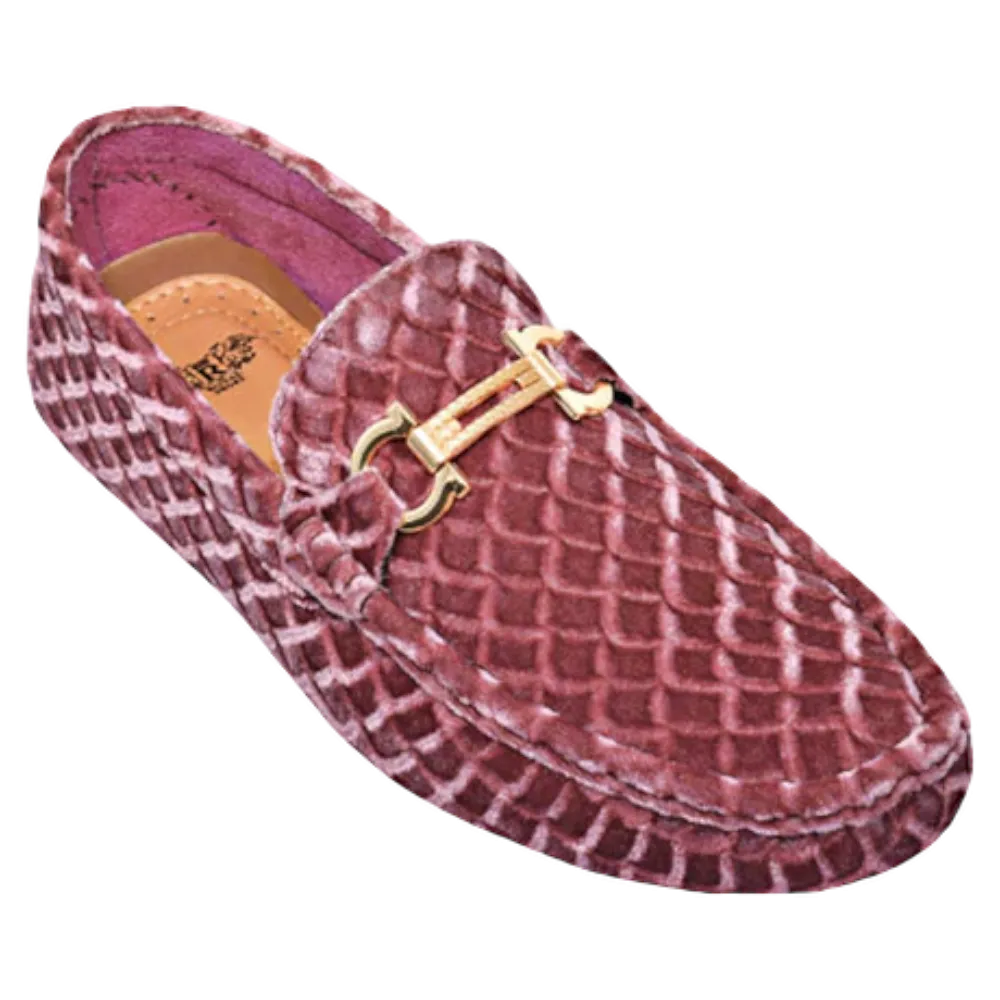 Dusty Rose pink Velvet Men's Loafer Printed Material Men's Driver
