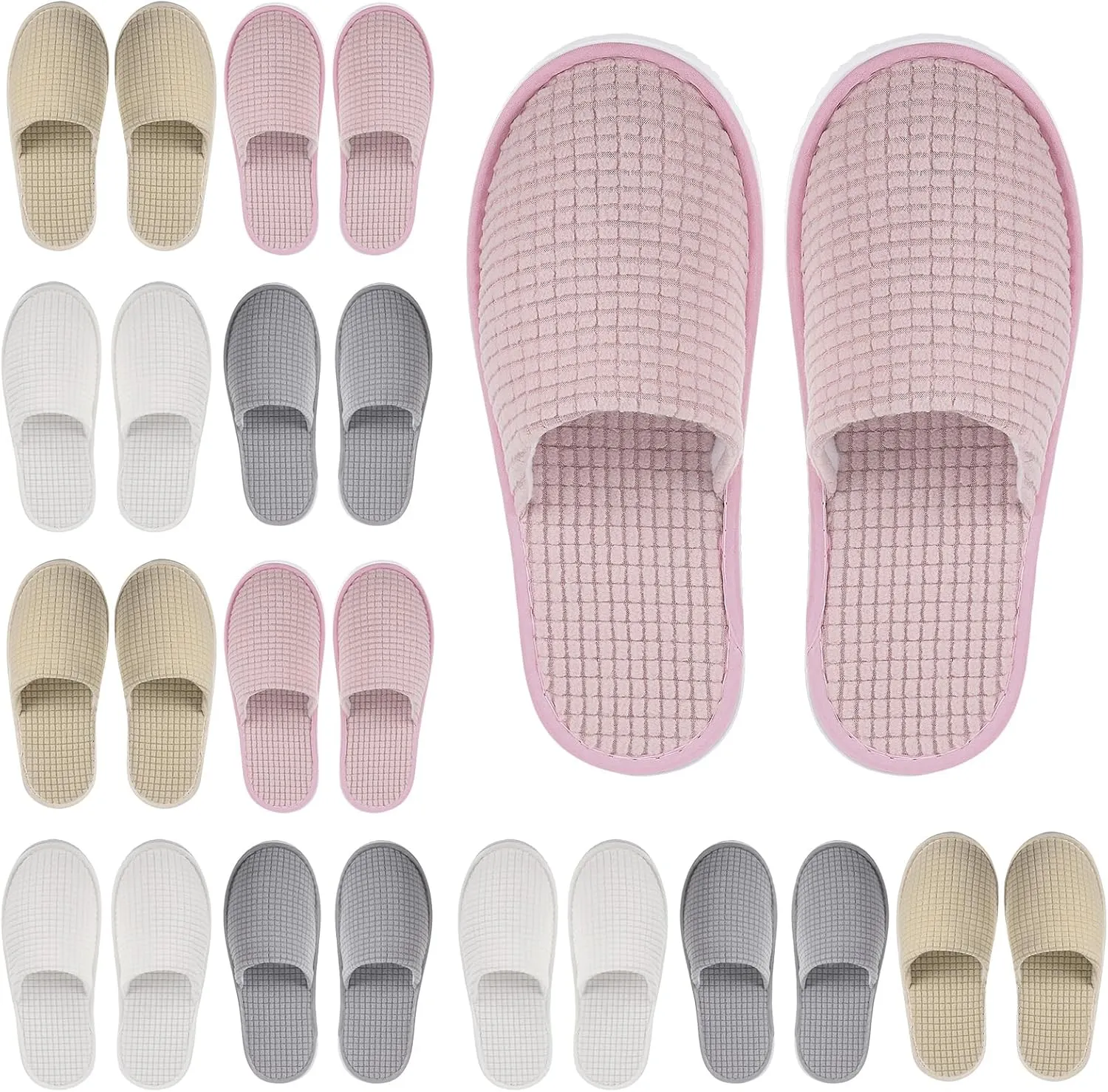 Geyoga 12 Pair House Slipper for Guest Non Slip Disposable Slipper for Travel Washable Reusable Closed Toe Hotel Bridesmaid Indoor Spa Wedding Party Shoeless Home
