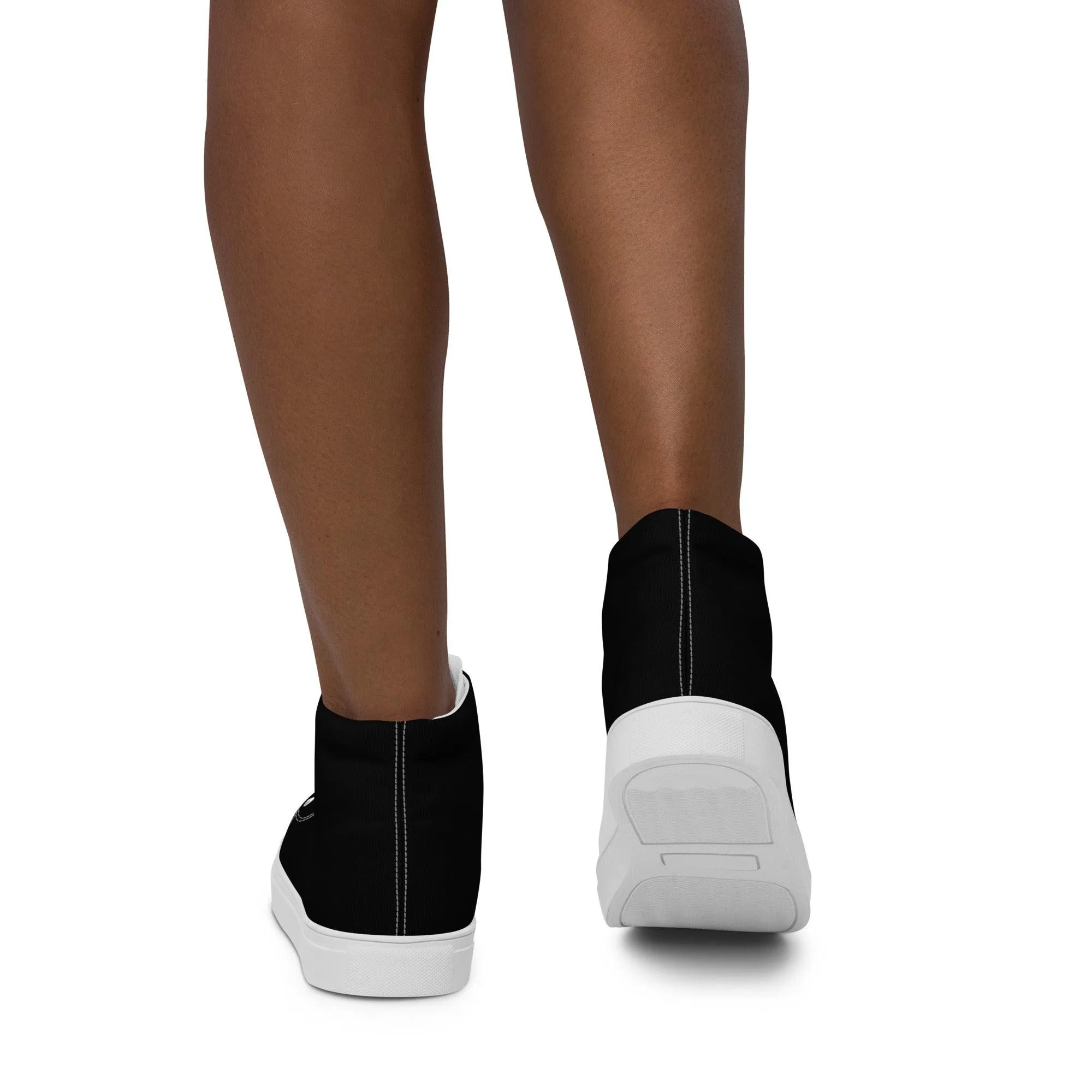 iSAW Womens Black / Black White High-Top Canvas Shoes