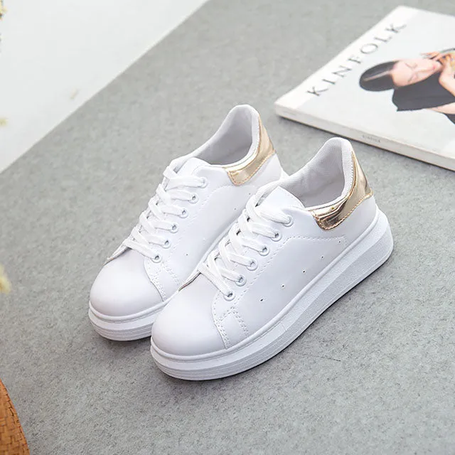 LAKESHI Wild Fashion Women Canvas Shoes 2019 New Casual Shoes White Thick-soled Female Shoes Summer Flat Shoes Increase Shoes