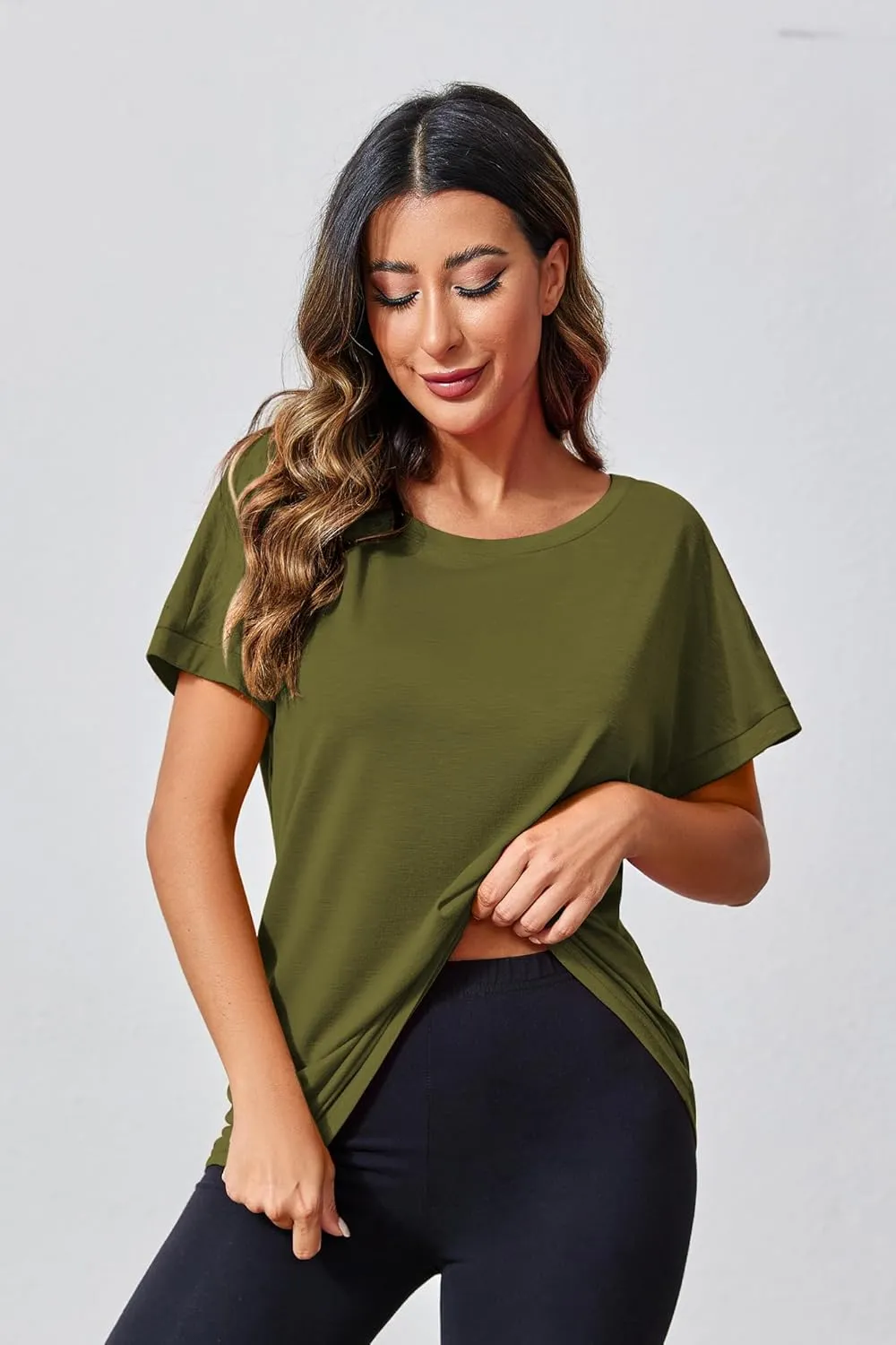 MIRACMODA Women Open Back Athlete Loose Fitting Workout Casual Yoga T-Shirt Summer Gym Tee