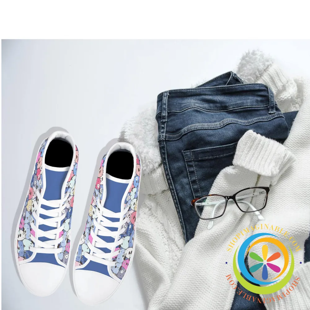 My Dog Walking Ladies High Top Canvas Shoes