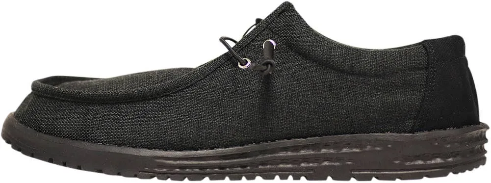Norty Mens 8-13 Black Laceup Boat Shoes