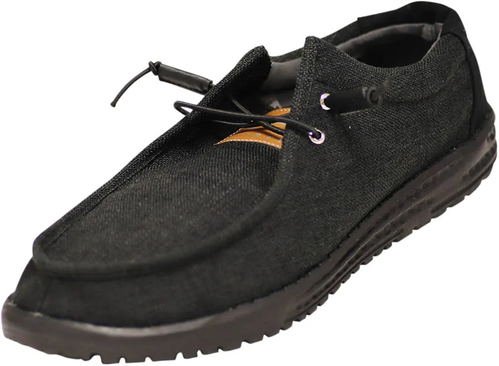 Norty Mens 8-13 Black Laceup Boat Shoes