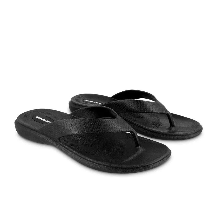 Okabashi Maui Flip Flops Shoes Black S