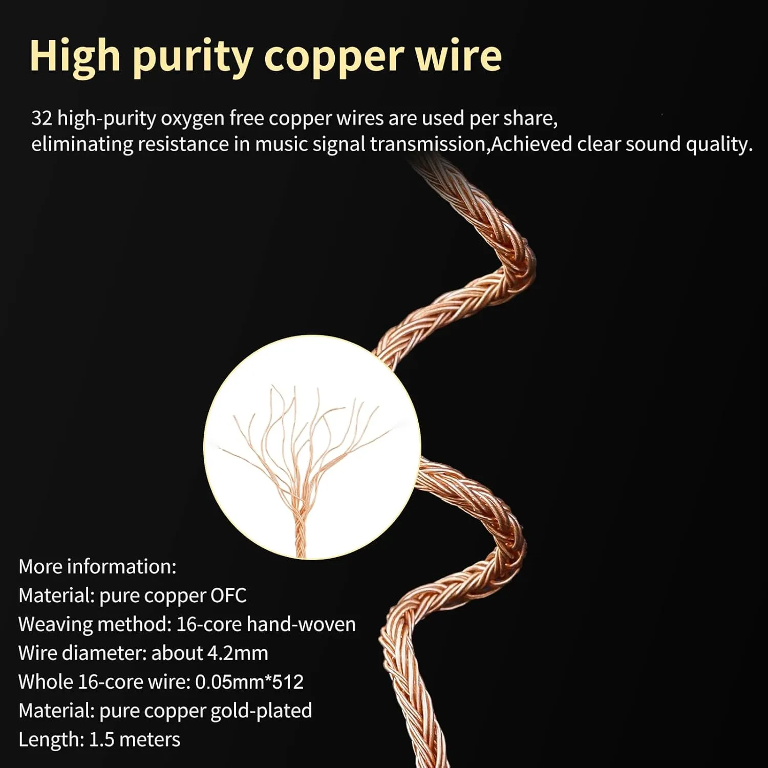 okcsc ZT16 R70X R70XA Upgraded Replacement Cable 16 core OFC high Purity Oxygen Free Copper Hand-Woven Cable, Dual R70X to 4 PIN XLR Extension Cord, for R70X R70XA Headphone 4 PIN XLR 4.92FT