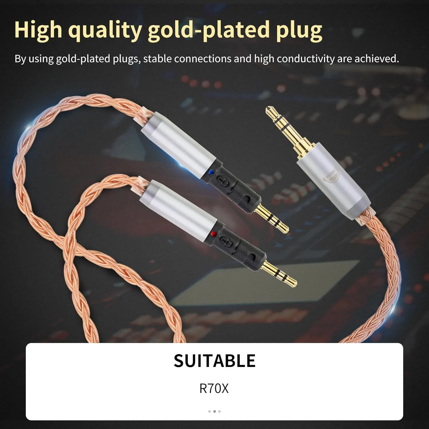 okcsc ZT16 R70X R70XA Upgraded Replacement Cable 16 core OFC high Purity Oxygen Free Copper Hand-Woven Cable, Dual R70X to 4 PIN XLR Extension Cord, for R70X R70XA Headphone 4 PIN XLR 4.92FT