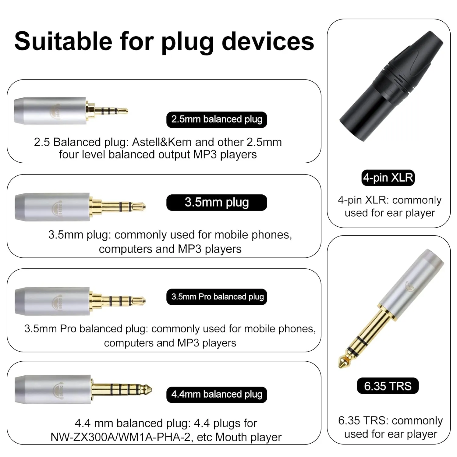 okcsc ZT16 R70X R70XA Upgraded Replacement Cable 16 core OFC high Purity Oxygen Free Copper Hand-Woven Cable, Dual R70X to 4 PIN XLR Extension Cord, for R70X R70XA Headphone 4 PIN XLR 4.92FT