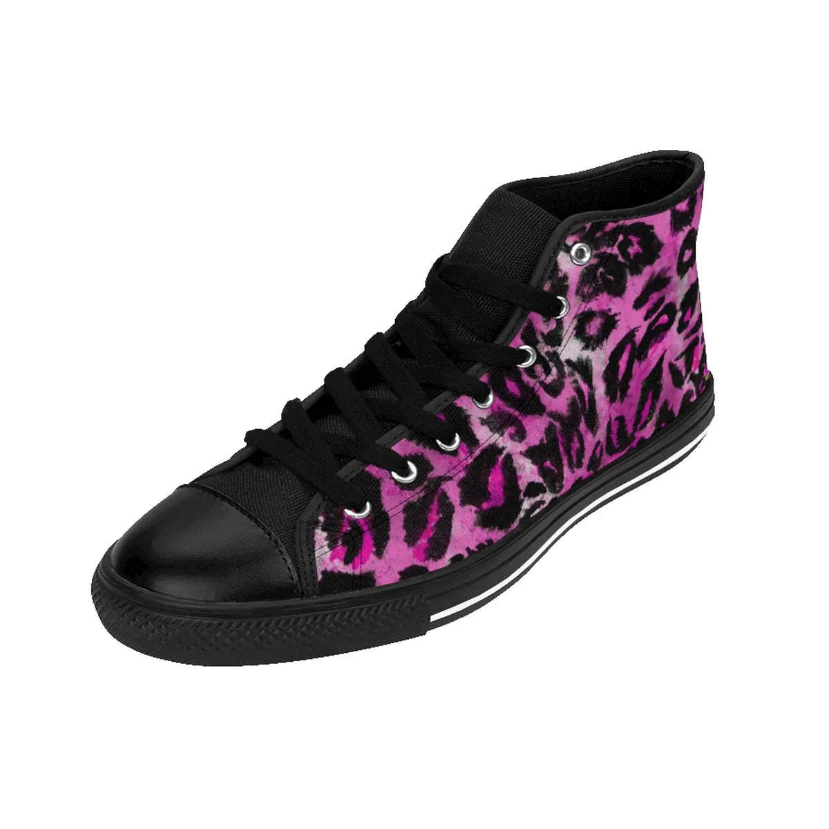 Pink Leopard Men's Sneakers, Animal Print Premium Men's High-top Tennis Running Shoes