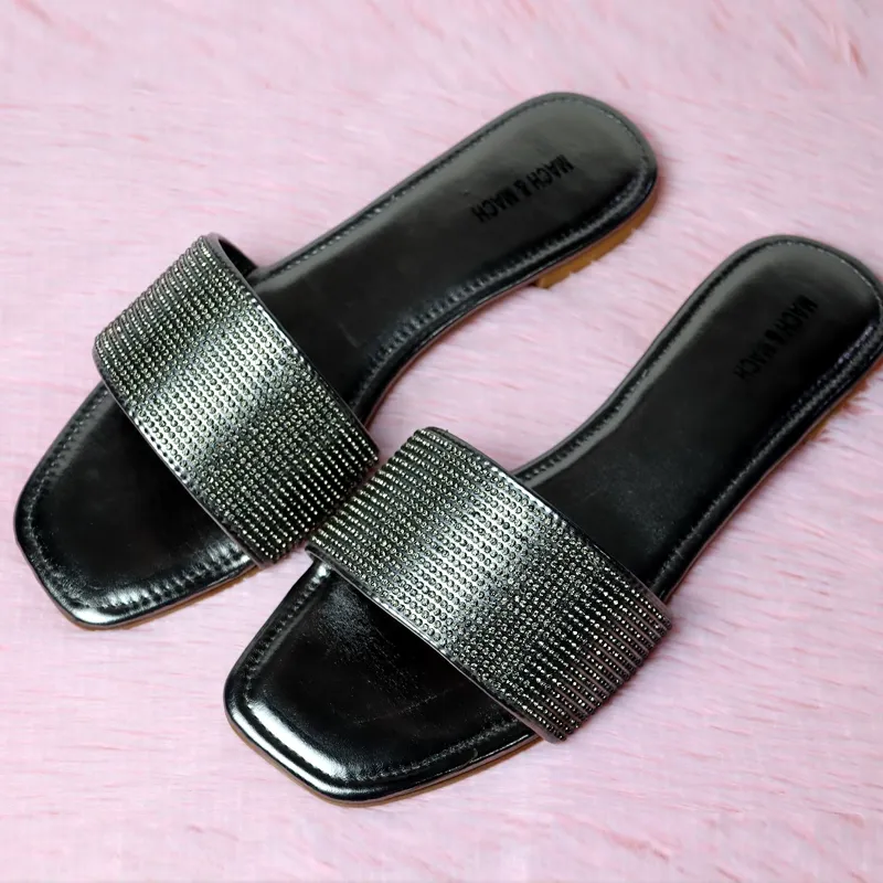 Rhinestone Flat Sandal Blinky Slides-#1014 #22