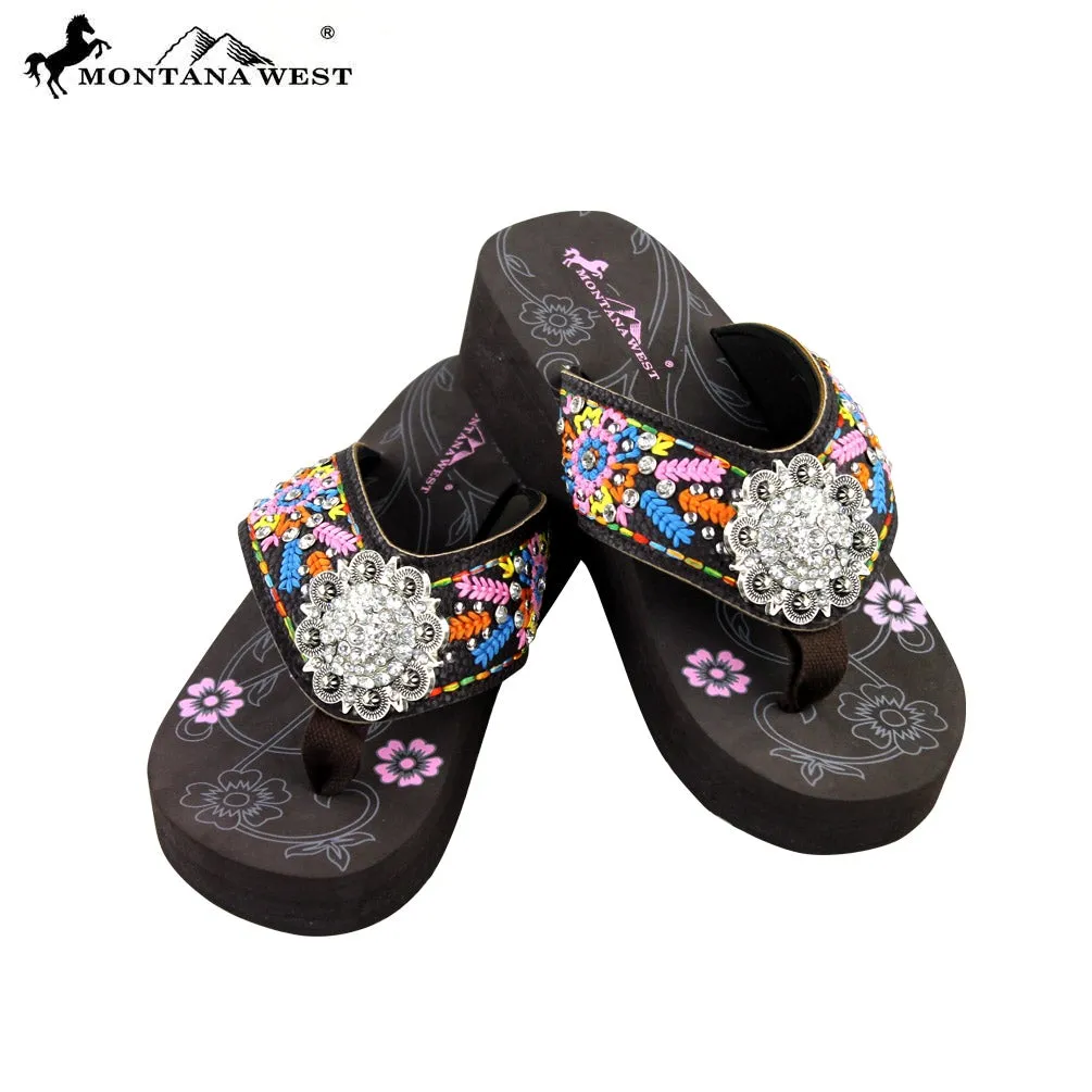 SE29-S001 Montana West Embroidered Flip-Flops By Size