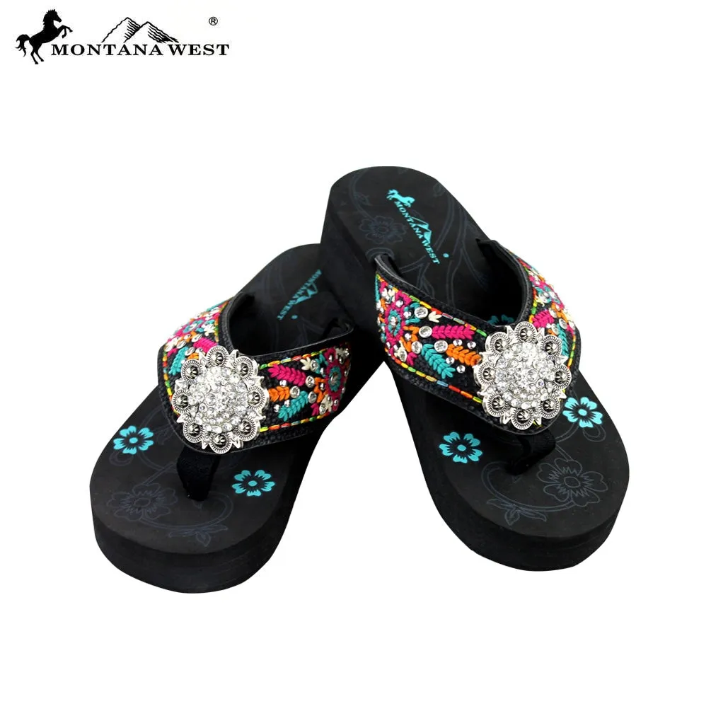 SE29-S001 Montana West Embroidered Flip-Flops By Size