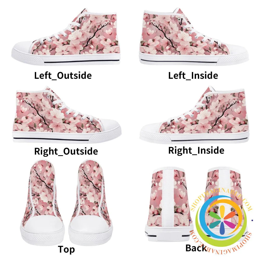 Spring Blossoms Ladies High Top Canvas Shoes
