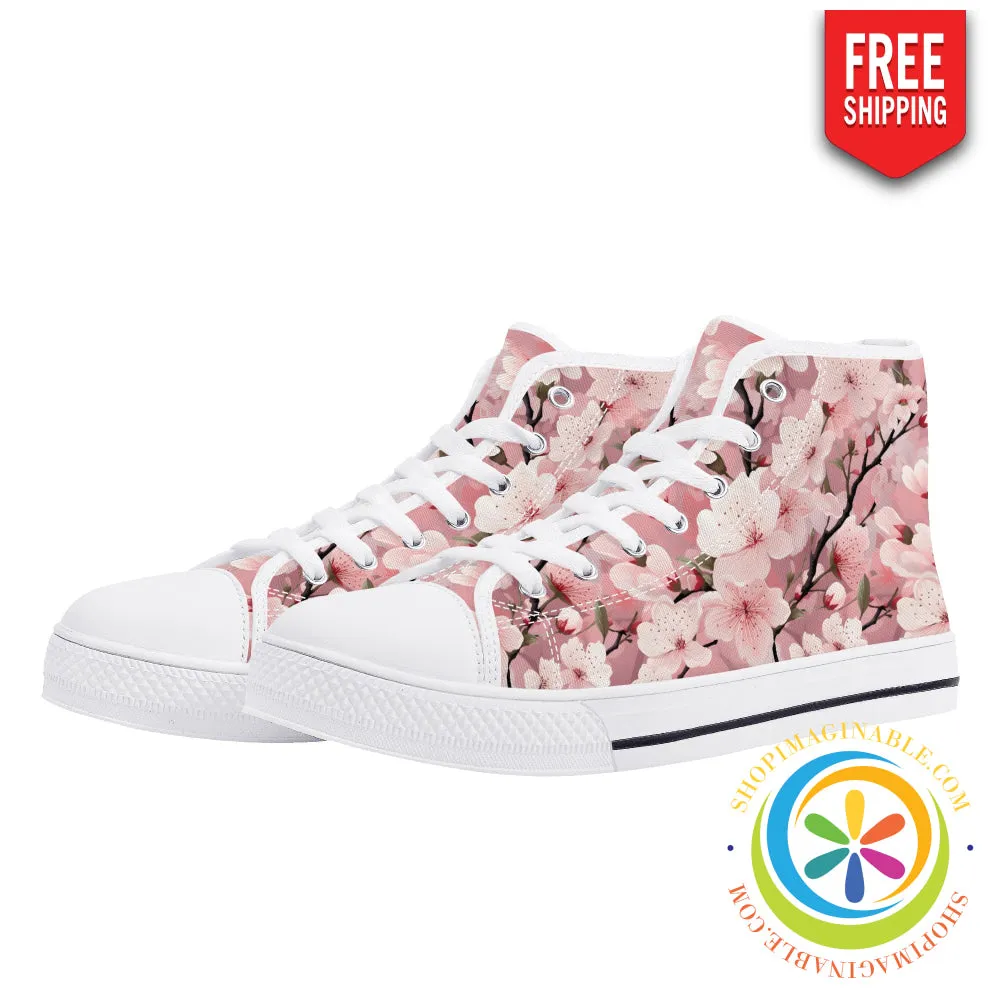Spring Blossoms Ladies High Top Canvas Shoes