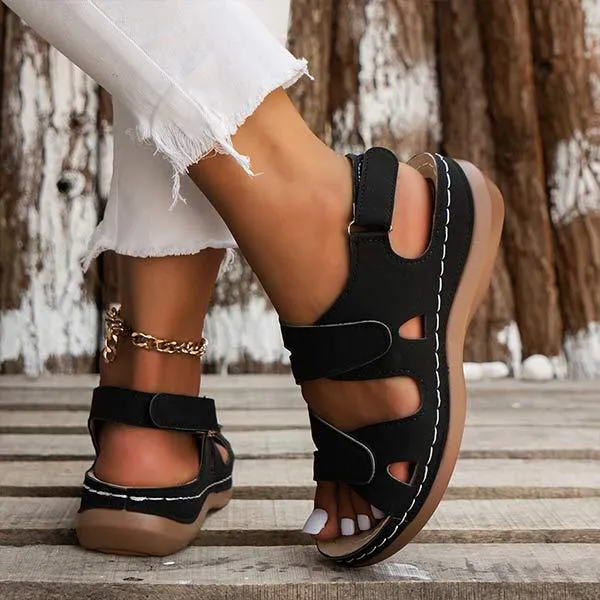 Women's Slope Heel Magic Tape Sandals 33016791C